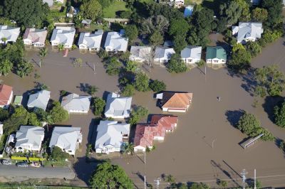 Brisbane homes under water during the great flood of 2011, Australia